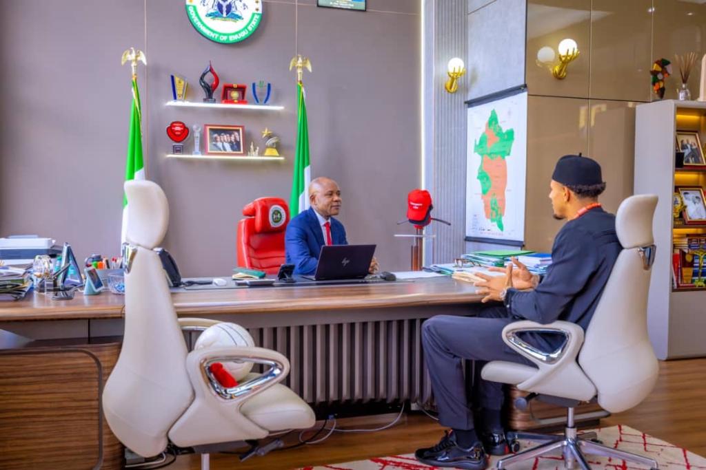 JUST IN: Governor Mbah receives Super Eagles goalkeeper Maduka Okoye, appoints him Enugu State Ambassador