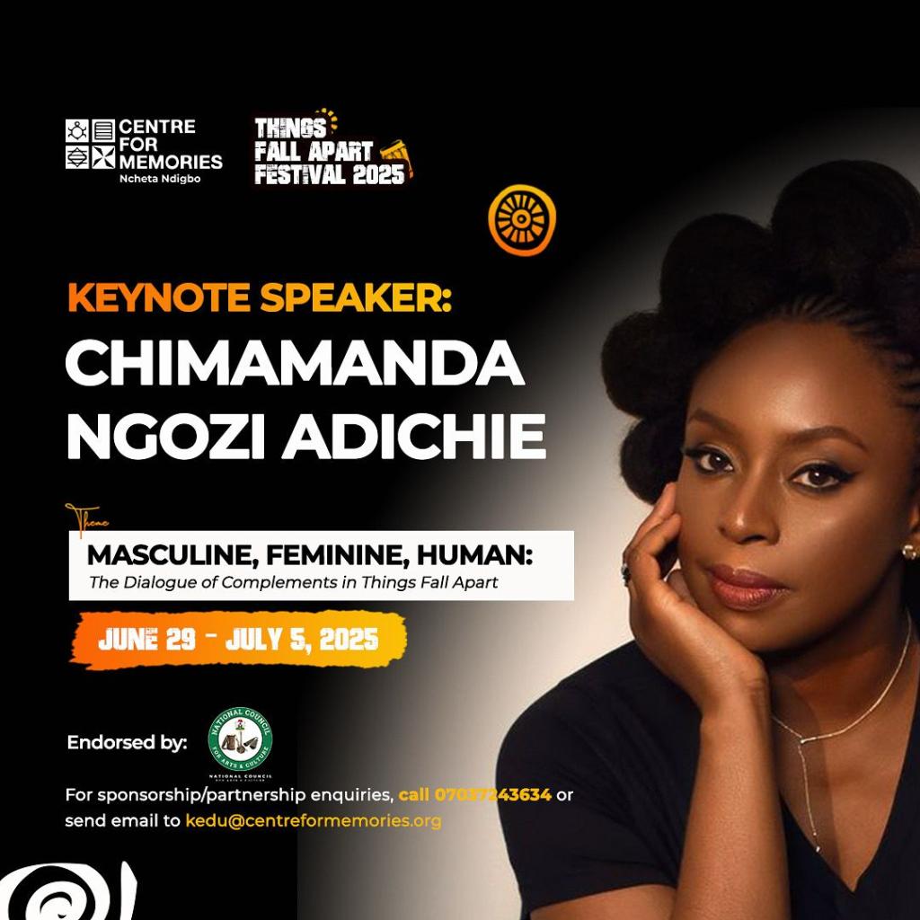 Adichie to lead artists in “Things Fall Apart” Festival in Enugu- Organisers