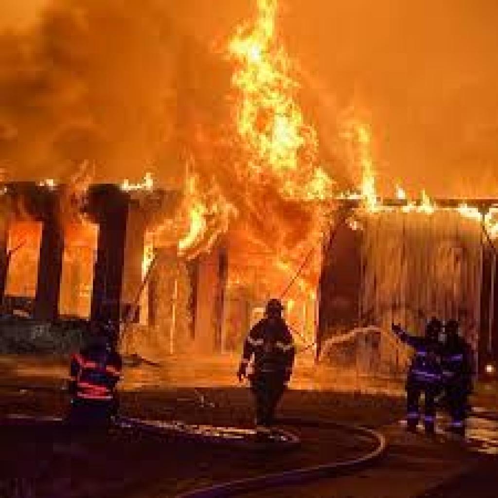 Fire guts two-storey warehouse at Onitsha